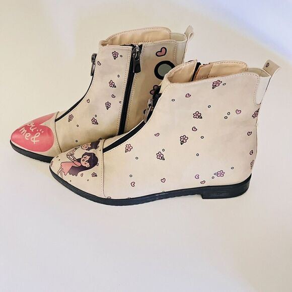 GOBY Women's Size 8.5 EU 39 Sweet Couple Ankle Boots Floral Tan Side Zip $145 - Picture 8 of 16